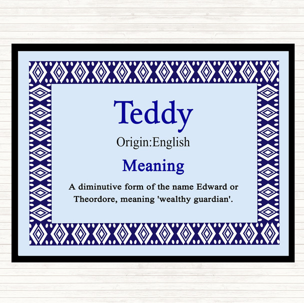 Teddy Name Meaning Dinner Table Placemat Blue