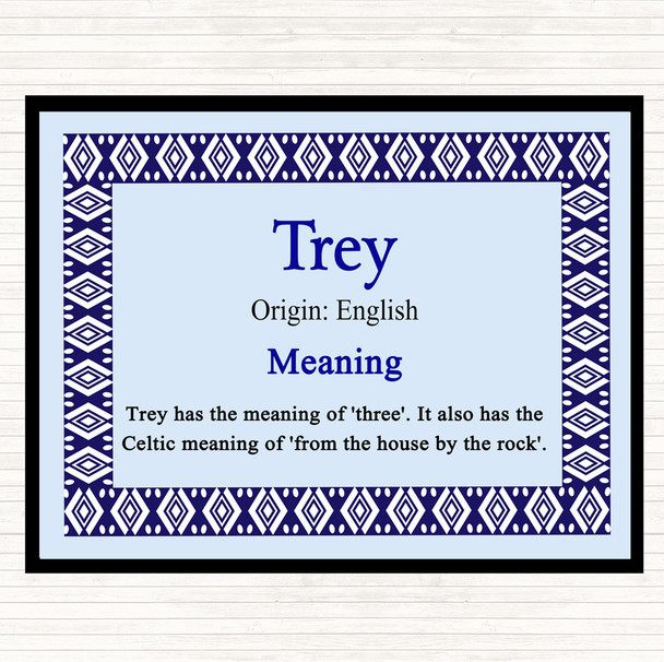 Trey Name Meaning Dinner Table Placemat Blue