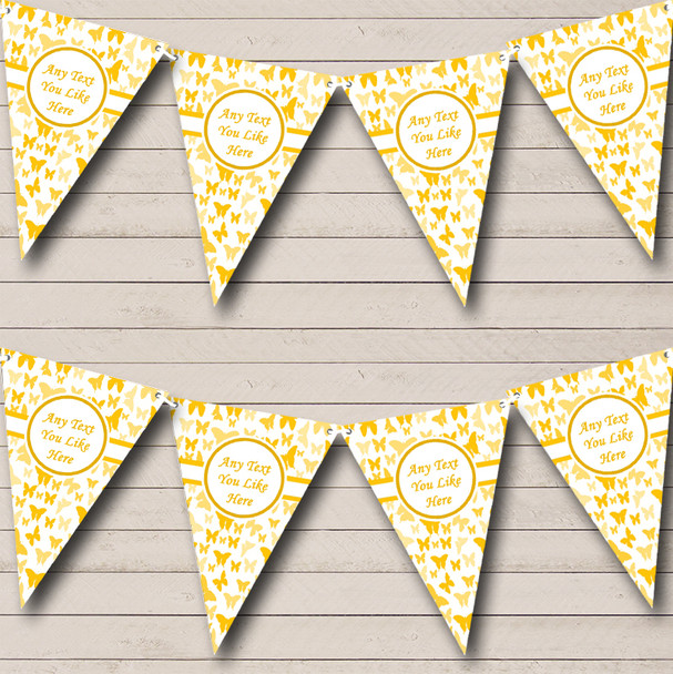 Golden Yellow Butterfly Personalised Shabby Chic Garden Tea Party Bunting