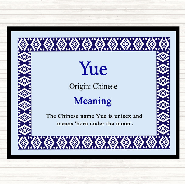 Yue Name Meaning Dinner Table Placemat Blue