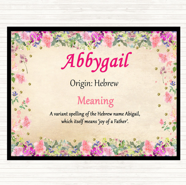 Abbygail Name Meaning Dinner Table Placemat Floral