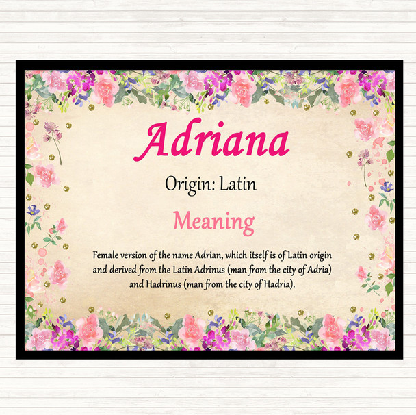 Adriana Name Meaning Dinner Table Placemat Floral