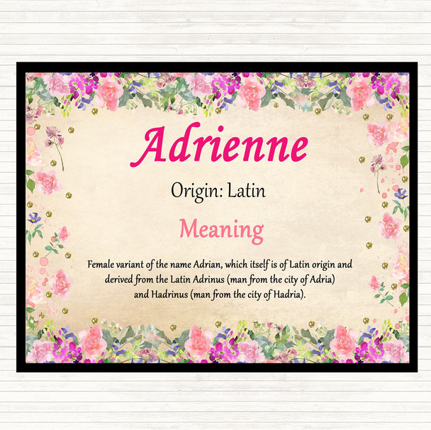 Adrienne Name Meaning Dinner Table Placemat Floral