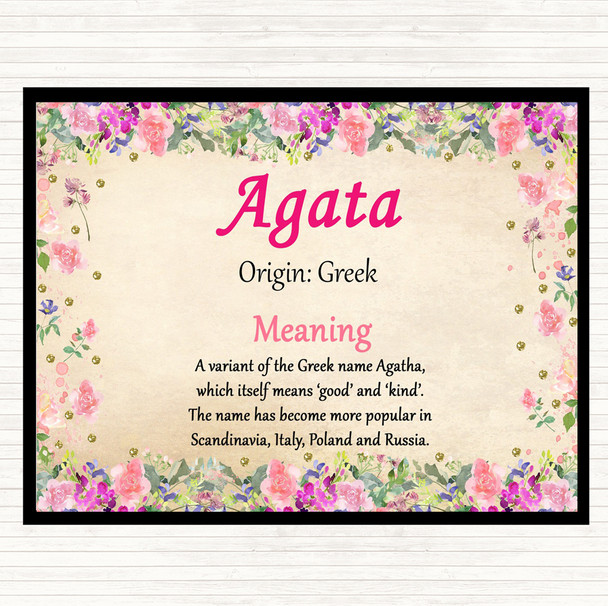 Agata Name Meaning Dinner Table Placemat Floral