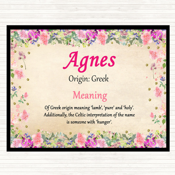 Agnes Name Meaning Dinner Table Placemat Floral