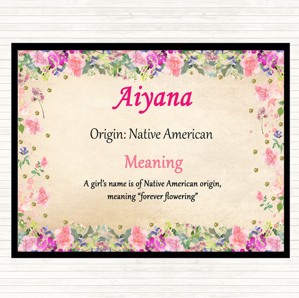 Aiyana Name Meaning Dinner Table Placemat Floral