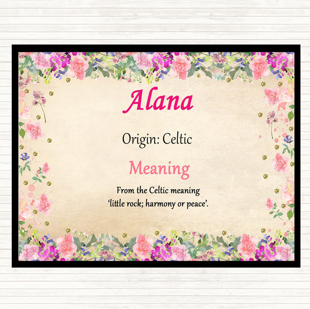 Alana Name Meaning Dinner Table Placemat Floral