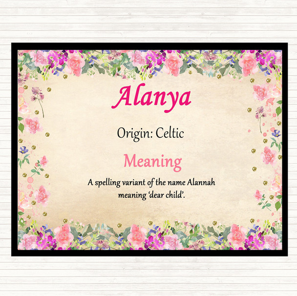Alanya Name Meaning Dinner Table Placemat Floral