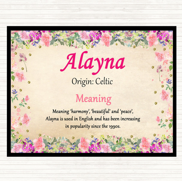 Alayna Name Meaning Dinner Table Placemat Floral