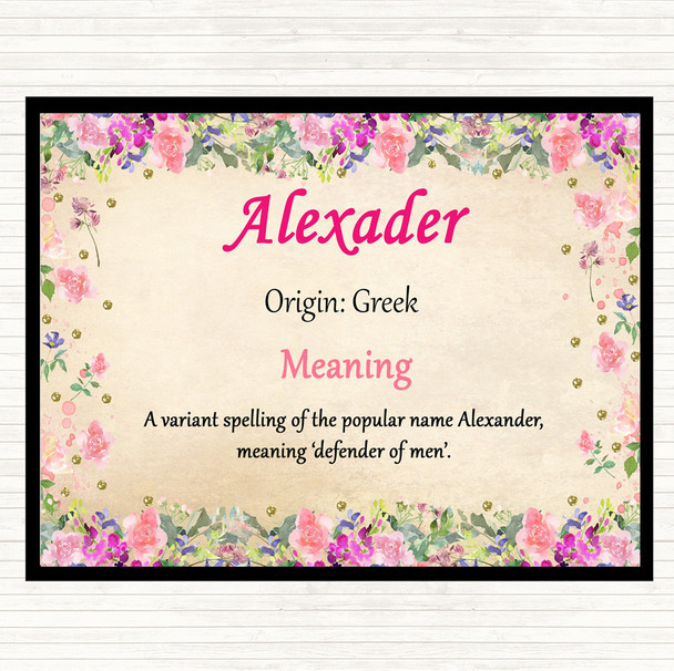 Alexader Name Meaning Dinner Table Placemat Floral