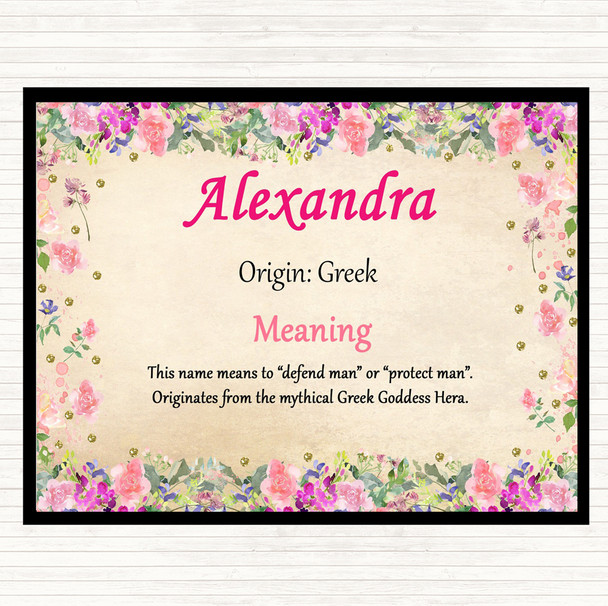 Alexandra Name Meaning Dinner Table Placemat Floral