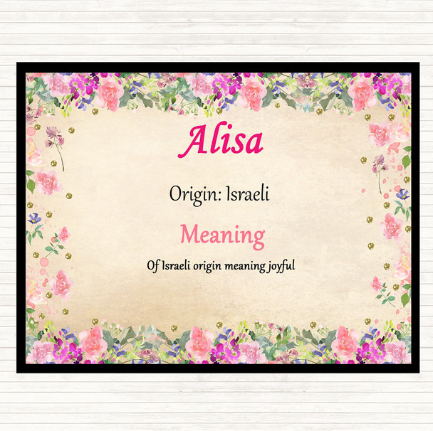 Alisa Name Meaning Dinner Table Placemat Floral