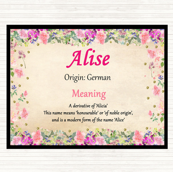 Alise Name Meaning Dinner Table Placemat Floral