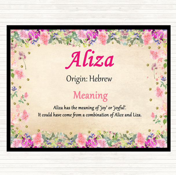 Aliza Name Meaning Dinner Table Placemat Floral