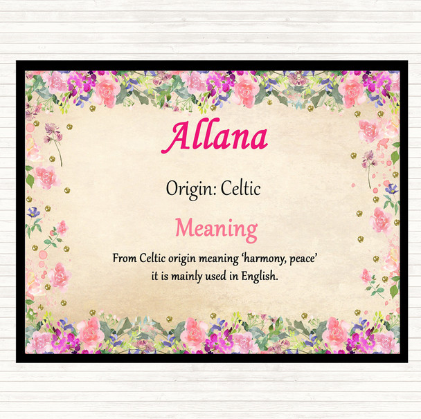 Allana Name Meaning Dinner Table Placemat Floral