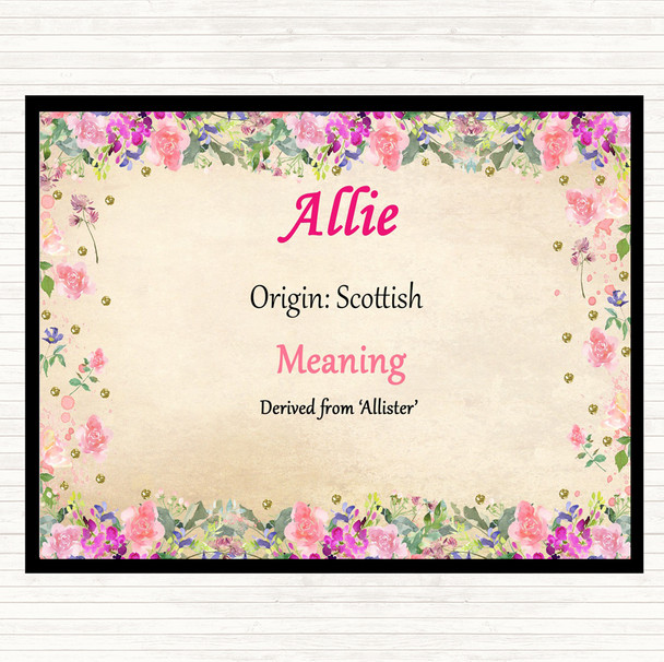 Allie Name Meaning Dinner Table Placemat Floral