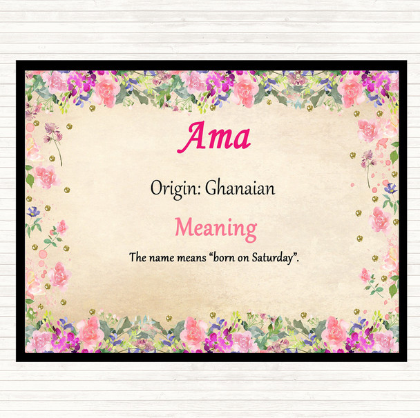 Ama Name Meaning Dinner Table Placemat Floral
