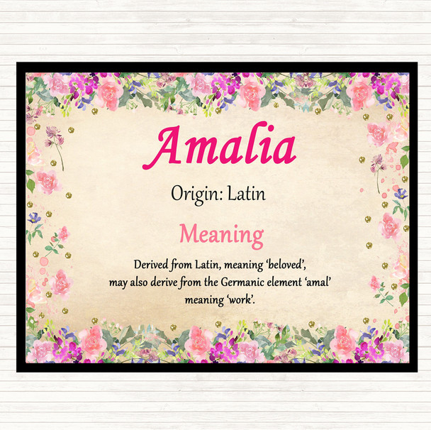 Amalia Name Meaning Dinner Table Placemat Floral