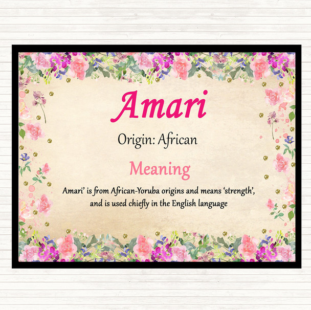 Amari Name Meaning Dinner Table Placemat Floral
