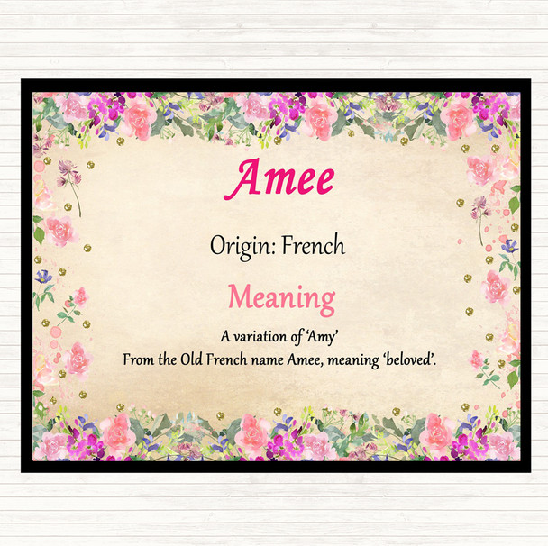 Amee Name Meaning Dinner Table Placemat Floral