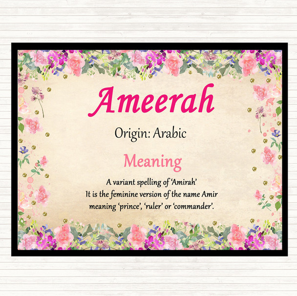 Ameerah Name Meaning Dinner Table Placemat Floral