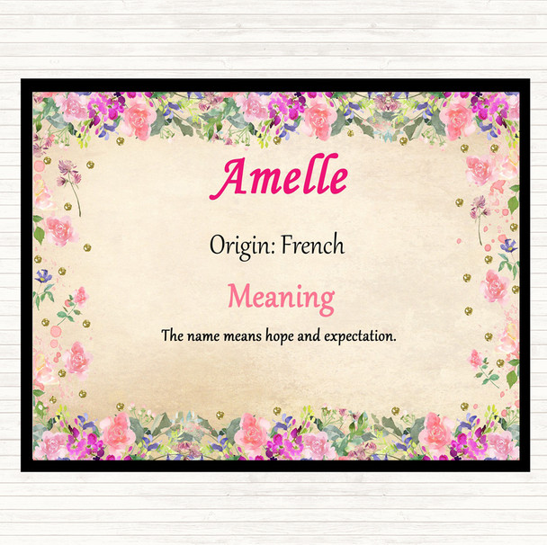 Amelle Name Meaning Dinner Table Placemat Floral