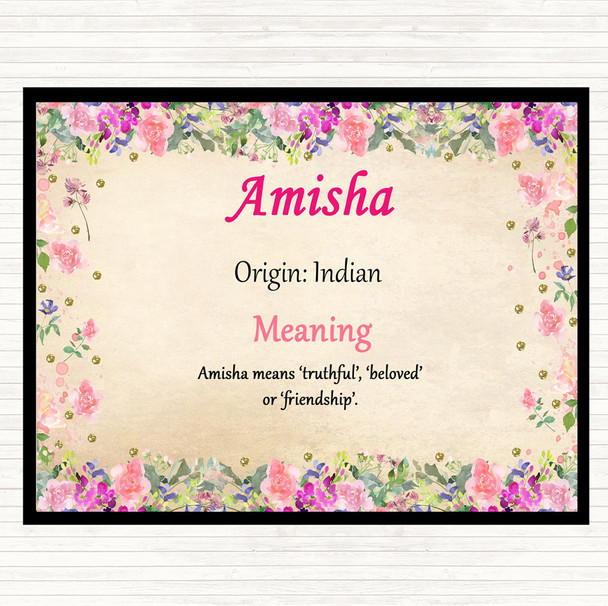 Amisha Name Meaning Dinner Table Placemat Floral