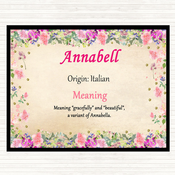 Annabell Name Meaning Dinner Table Placemat Floral