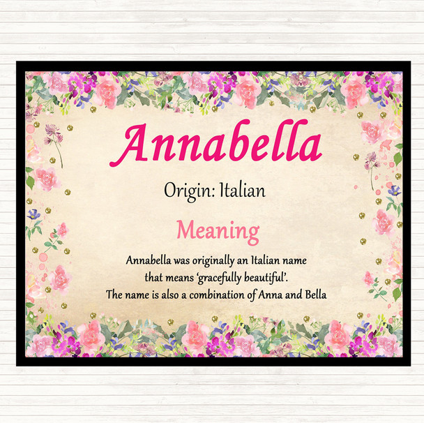 Annabella Name Meaning Dinner Table Placemat Floral