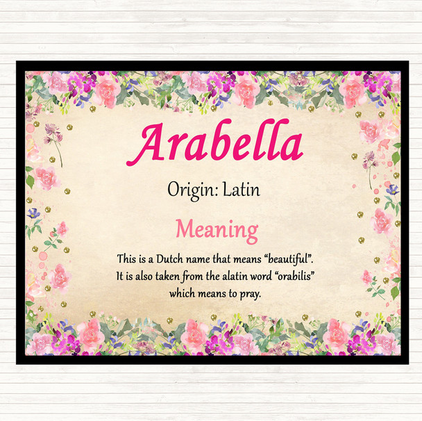 Arabella Name Meaning Dinner Table Placemat Floral