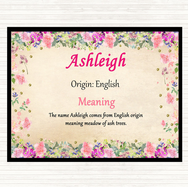 Ashleigh Name Meaning Dinner Table Placemat Floral