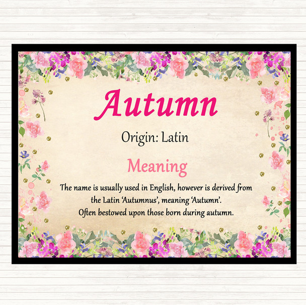 Autumn Name Meaning Dinner Table Placemat Floral