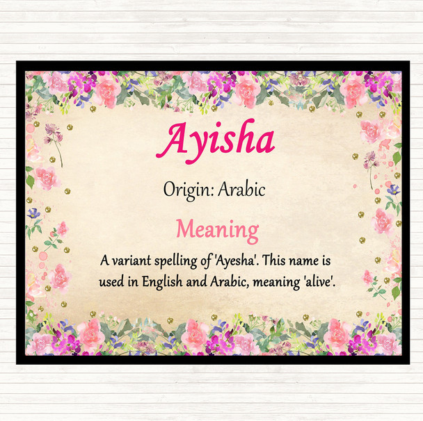 Ayisha Name Meaning Dinner Table Placemat Floral