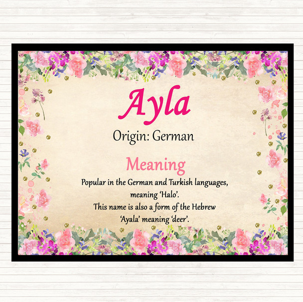 Ayla Name Meaning Dinner Table Placemat Floral