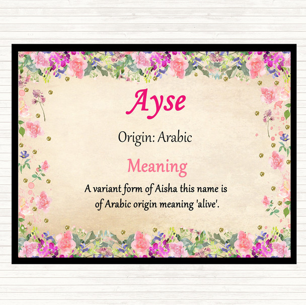 Ayse Name Meaning Dinner Table Placemat Floral