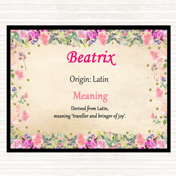 Beatrix Name Meaning Dinner Table Placemat Floral