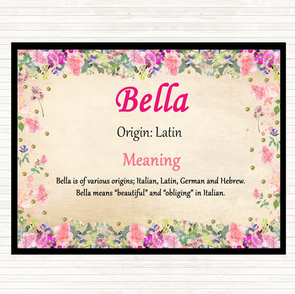 Bella Name Meaning Dinner Table Placemat Floral