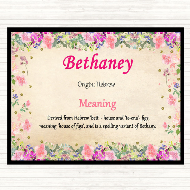 Bethaney Name Meaning Dinner Table Placemat Floral