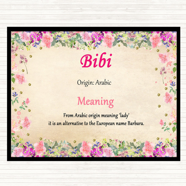 Bibi Name Meaning Dinner Table Placemat Floral