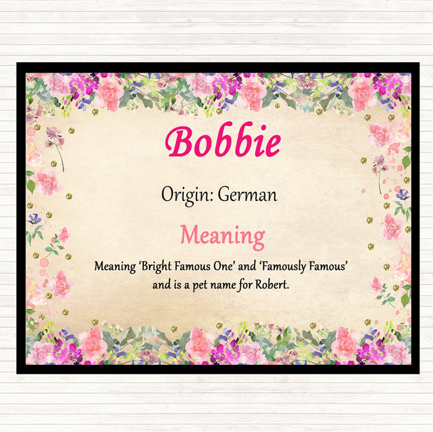 Bobbie Name Meaning Dinner Table Placemat Floral