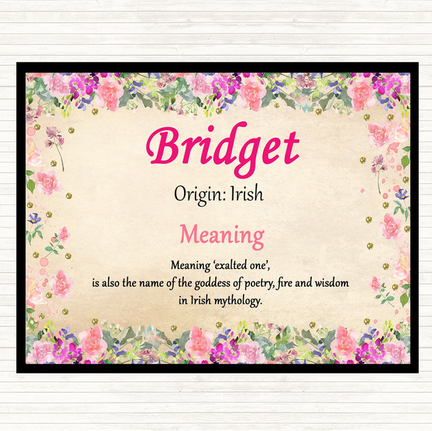 Bridget Name Meaning Dinner Table Placemat Floral