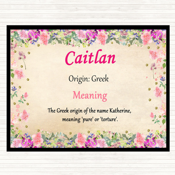 Caitlan Name Meaning Dinner Table Placemat Floral