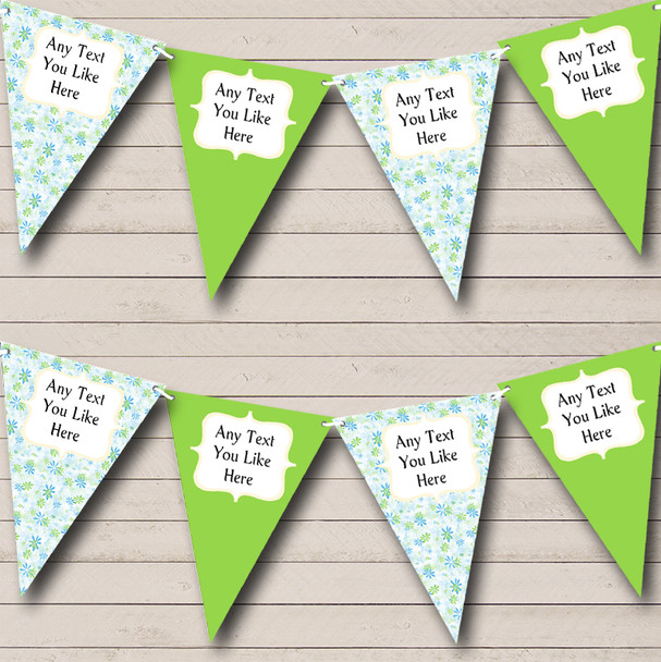 Blue And Green Personalised Shabby Chic Garden Tea Party Bunting