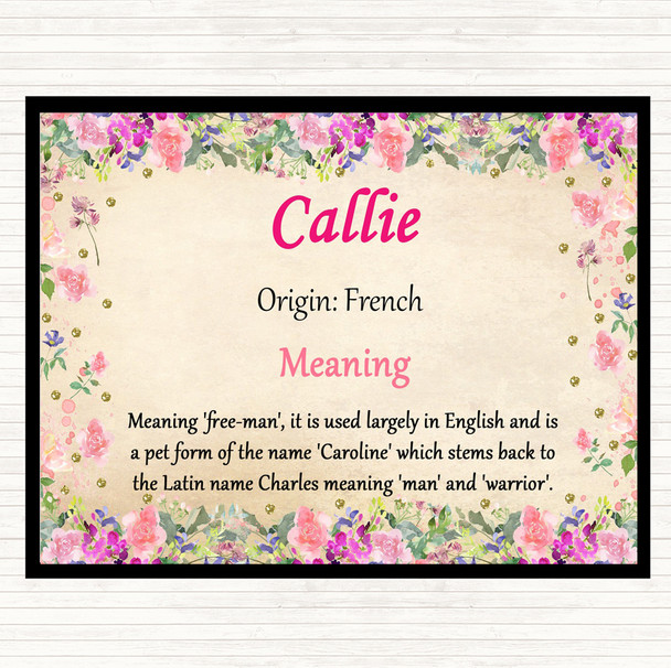 Callie Name Meaning Dinner Table Placemat Floral