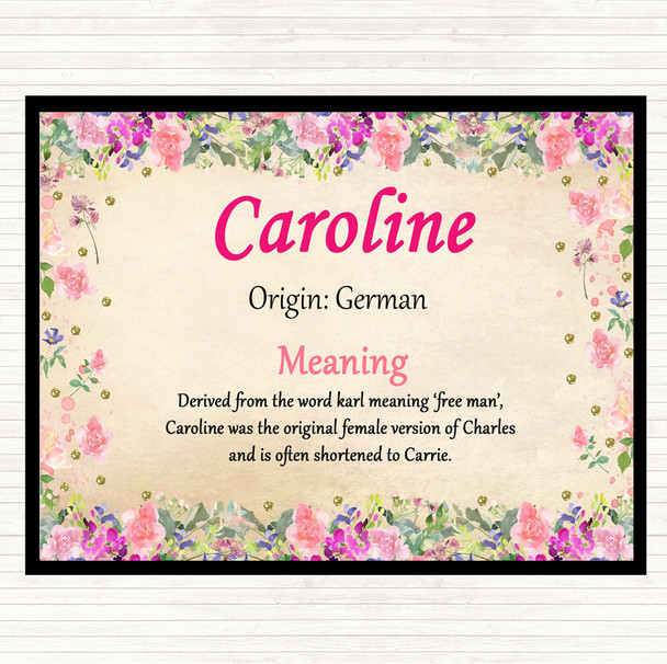 Caroline Name Meaning Dinner Table Placemat Floral