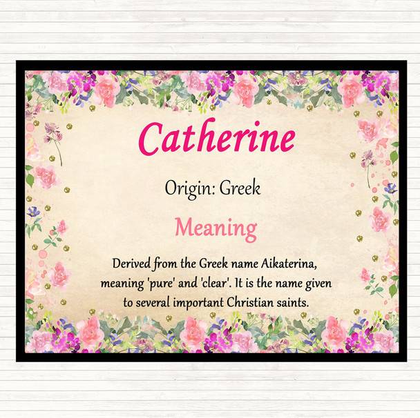 Catherine Name Meaning Dinner Table Placemat Floral