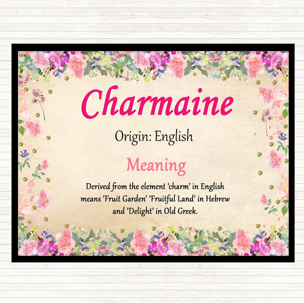 Charmaine Name Meaning Dinner Table Placemat Floral