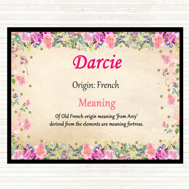 Darcie Name Meaning Dinner Table Placemat Floral