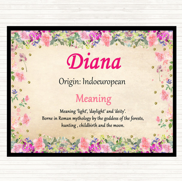 Diana Name Meaning Dinner Table Placemat Floral