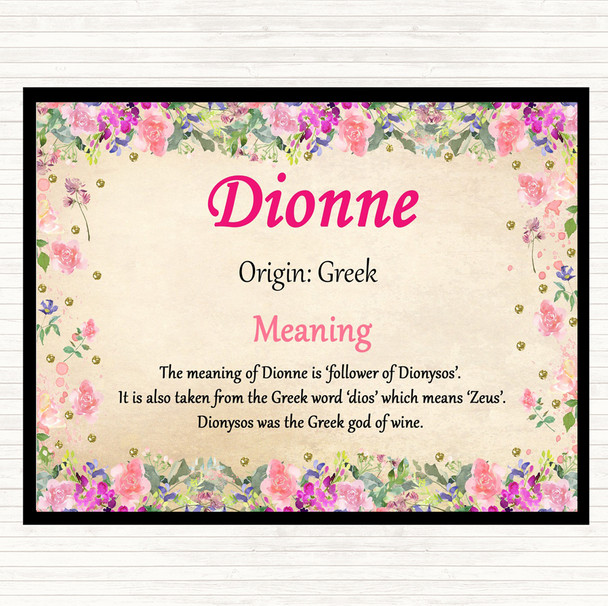 Dionne Name Meaning Dinner Table Placemat Floral